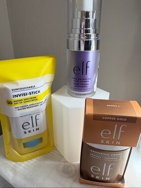 e.l.f. SKIN SPF 50 Bronzing Drops Primer Bundle New Unused Glow Set